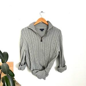 Vintage Gray Half Zip Long Sleeve Sweater